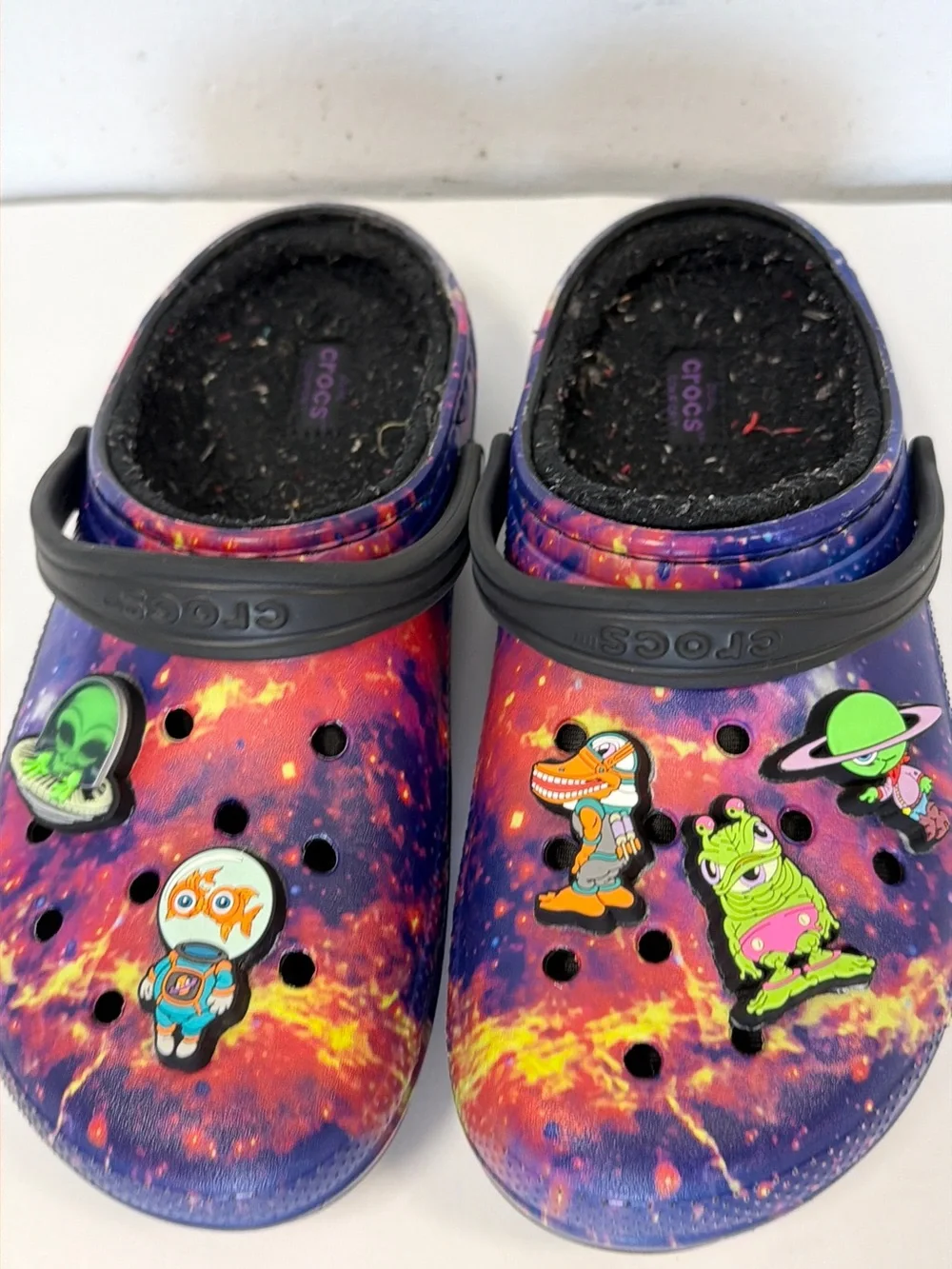 CROCS Kids Galaxy Nebula Clogs with Space Jibbitz - Purple/Orange